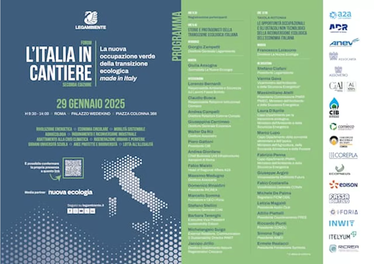 Legambiente, 14 proposte 'verdi' per un'Italia decarbonizzata