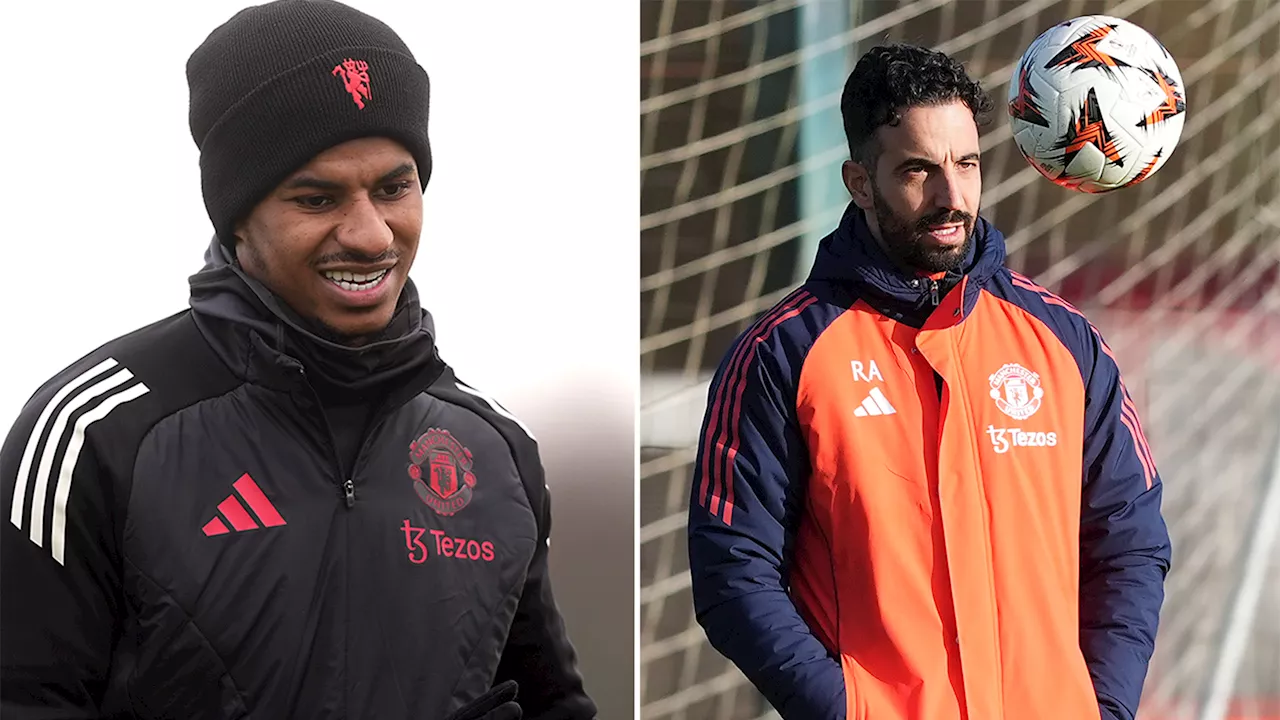 Marcus Rashford laughs and jokes in Man Utd training days after Amorim said he’d rather start goalkeeping c...