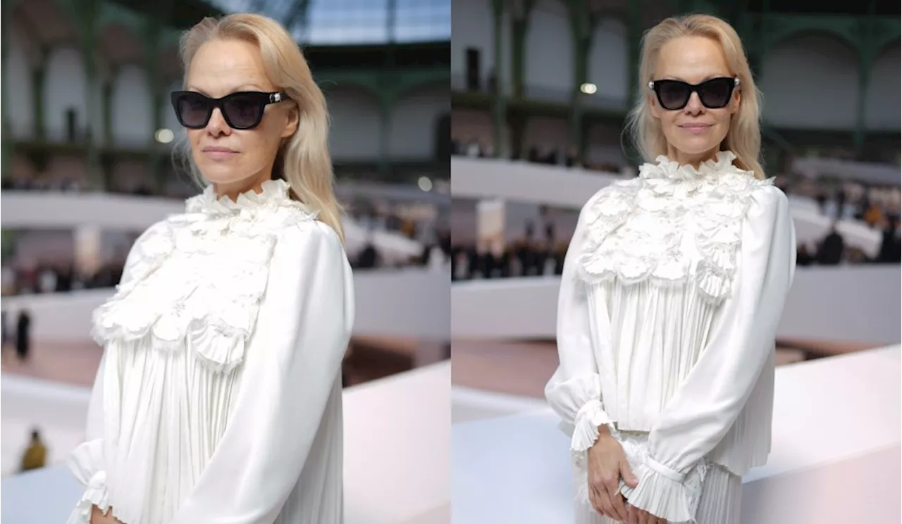 Pamela Anderson Shines in White Couture at Schiaparelli's Spring 2025 Show