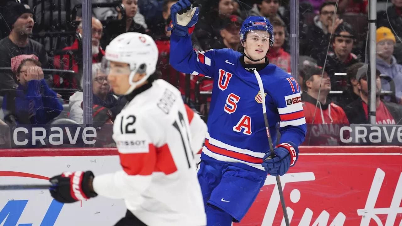 BC teammates Hagens, Leonard each score twice, US routs Switzerland 7-2 in world junior quarterfinal