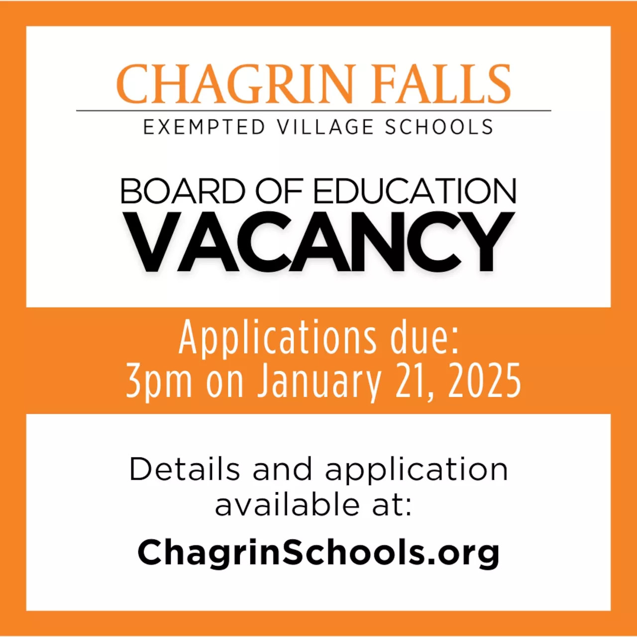 Chagrin Falls School Board Seeks Applicants to Fill Vacancy