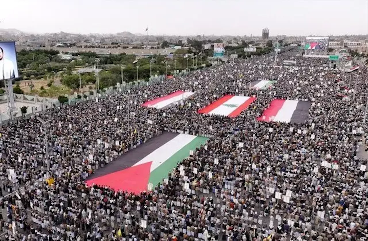 مردم یمن در حمایت از فلسطین راهپیمایی گسترده‌ای برگزار کردند