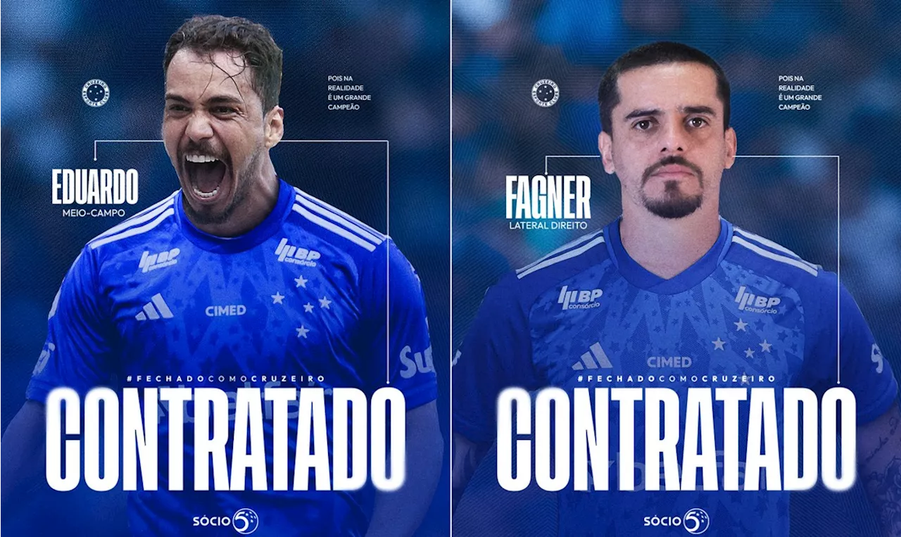 Cruzeiro anuncia contratações de Eduardo, ex-Botafogo, e Fagner, ex-Corinthians