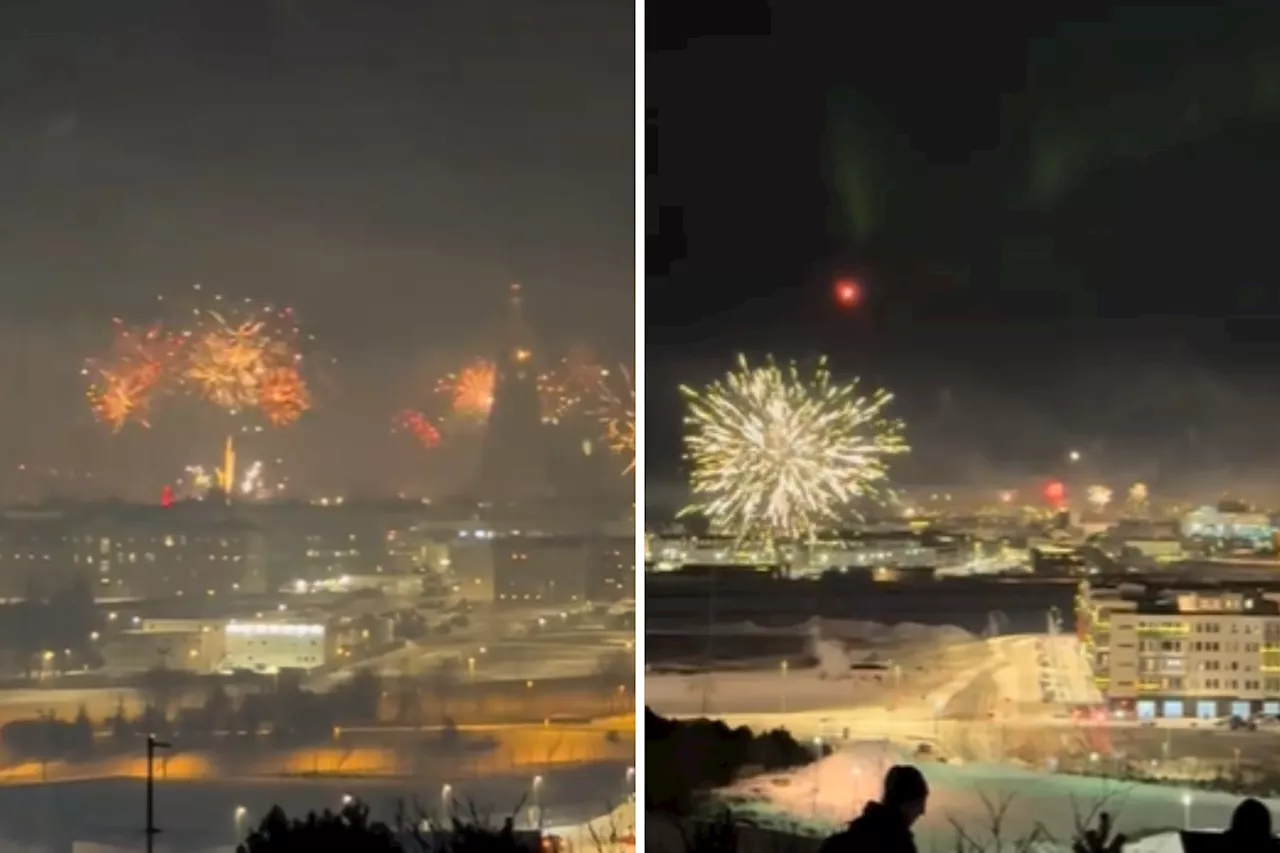 Woman Captures Amazing Fireworks and Northern Lights Display on New Year's Eve