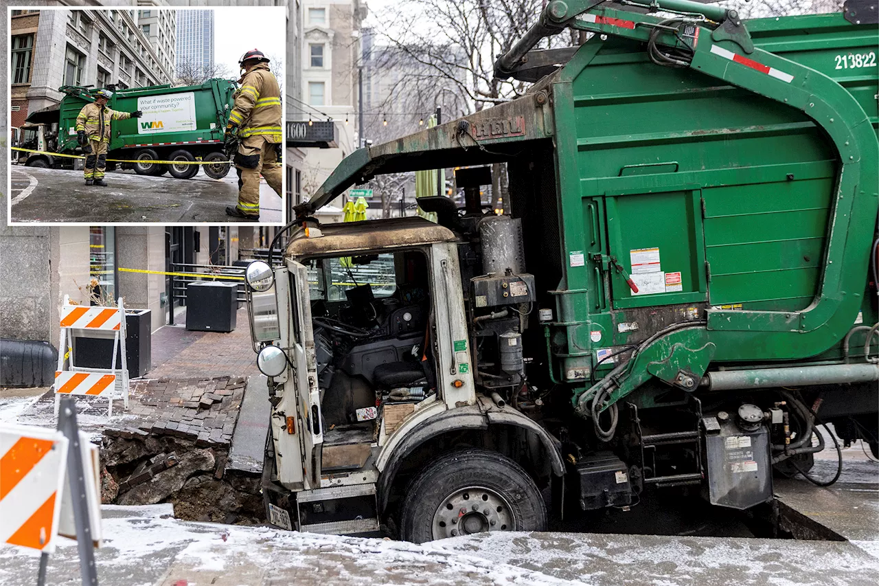 Garbage Truck Falls Into Sinkhole, Causing Power Outage in Omaha