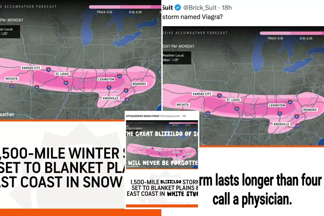 Hilarious weather map predicts obscenely shaped blizzard: 'Is this storm named Viagra?'