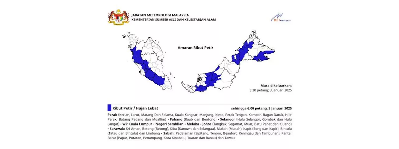 Heavy Rain and Thunderstorms Expected Across Malaysia