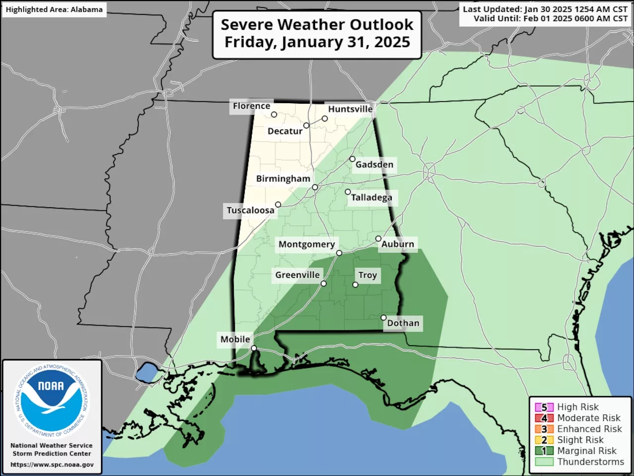 South Alabama faces severe weather risk on Friday: Damaging winds and tornado possible