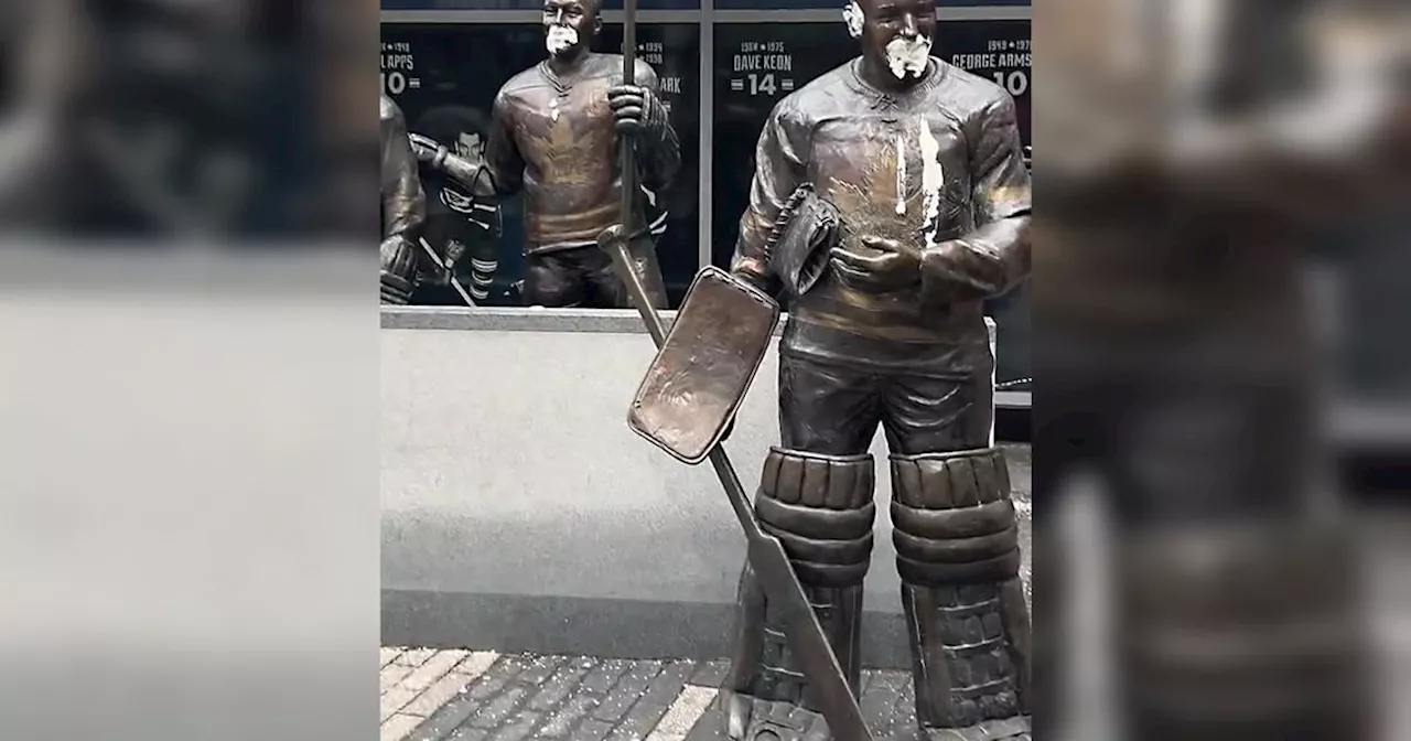 Legends Row Statues Defaced With Paint at Scotiabank Arena