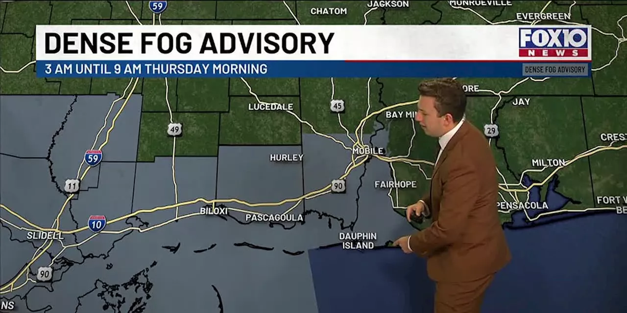 Dense Fog Advisory Issued for Mobile Area, Cold Front to Bring Showers and Risk of Severe Weather