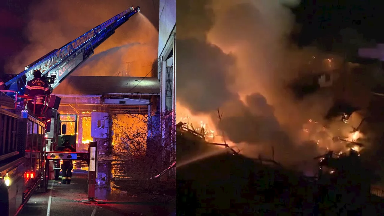 Massive Fire Engulfs Abandoned Paper Mill Near Portland