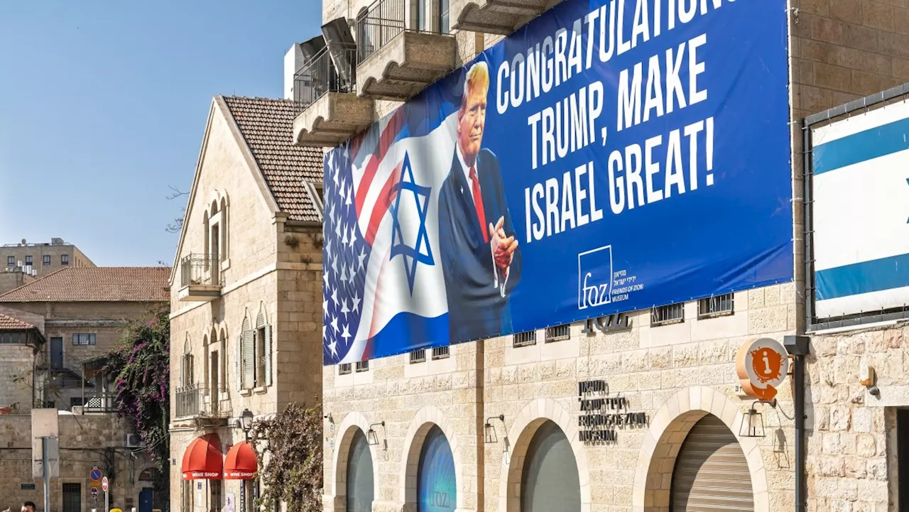 Schild in Jerusalem nach Trumps Wahlsieg