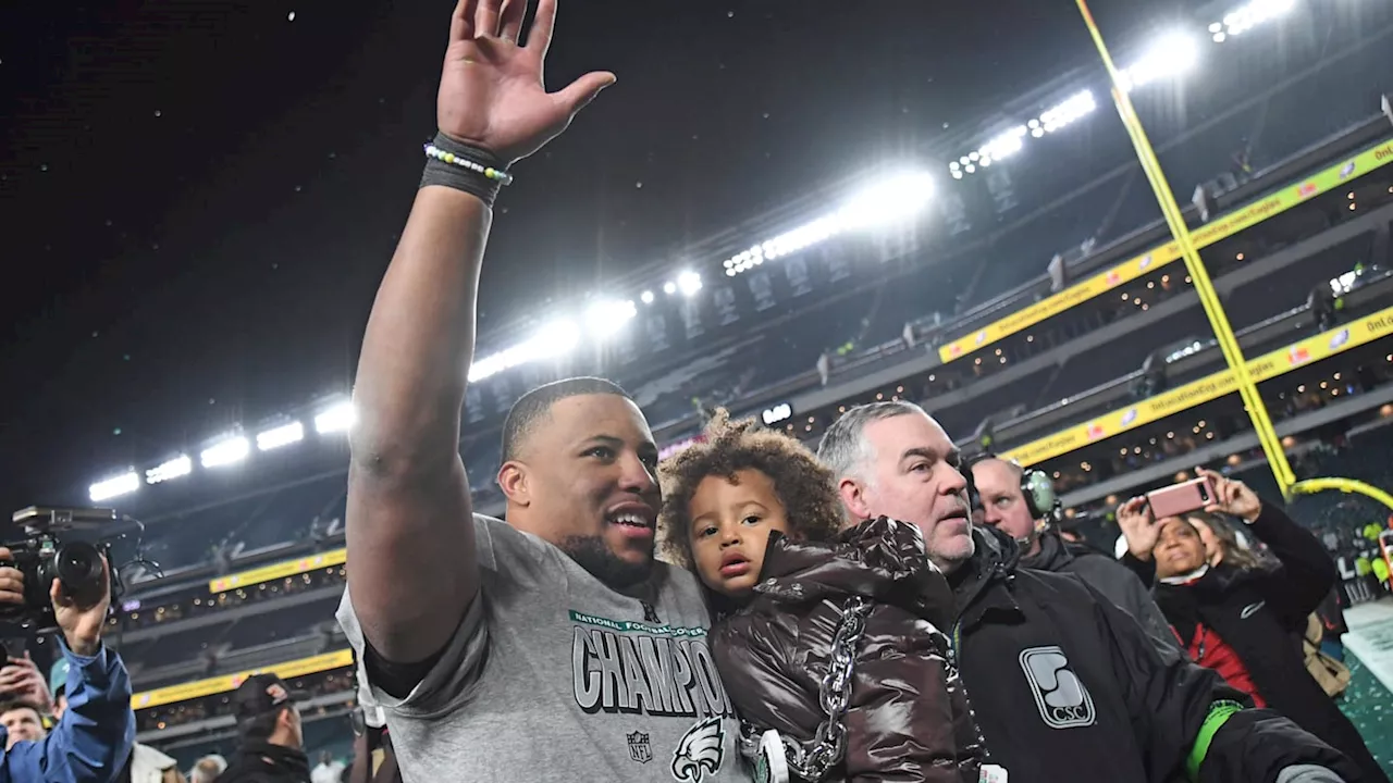 Eagles' Jordan Mailata Hilariously Hyped Up Saquon Barkley to RB's Son After NFC Win