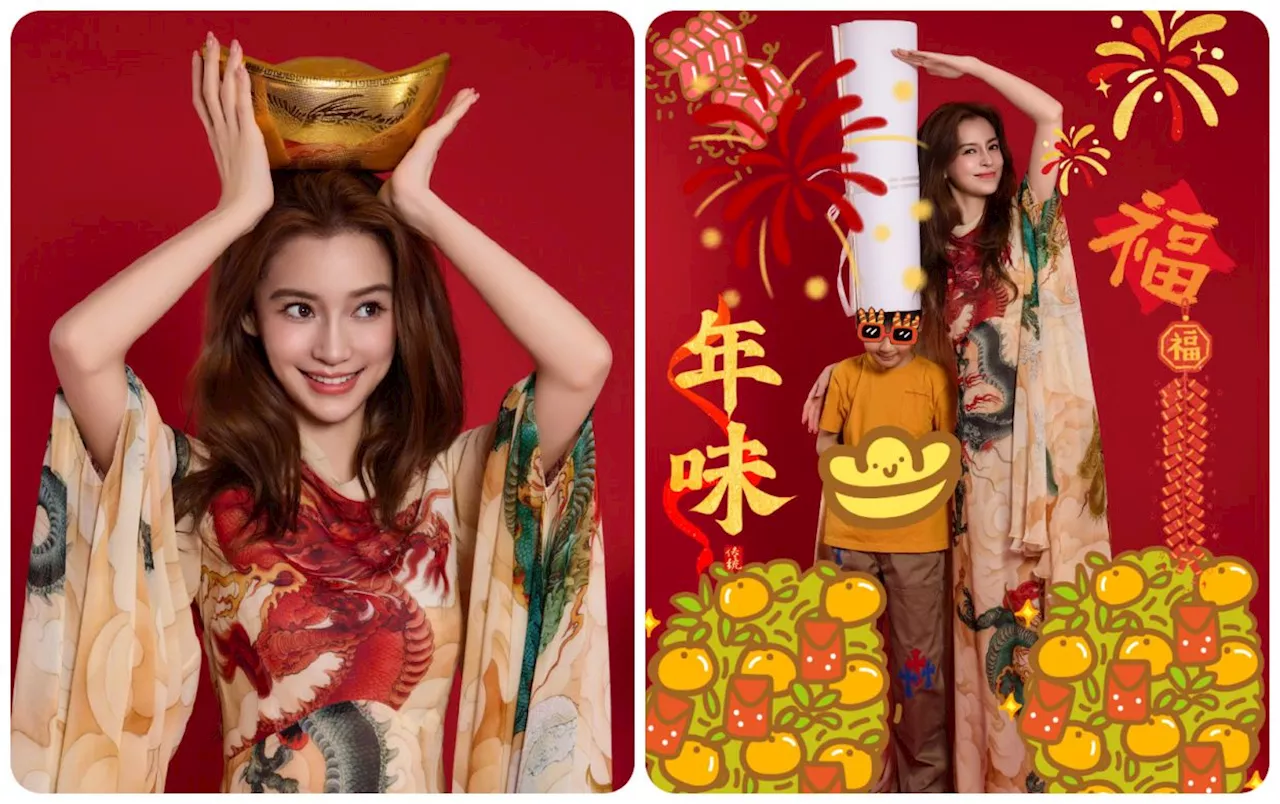 Angelababy stuns in festive CNY outfit, but fans can’t get over how much her 8YO son looks like Huang Xiaoming