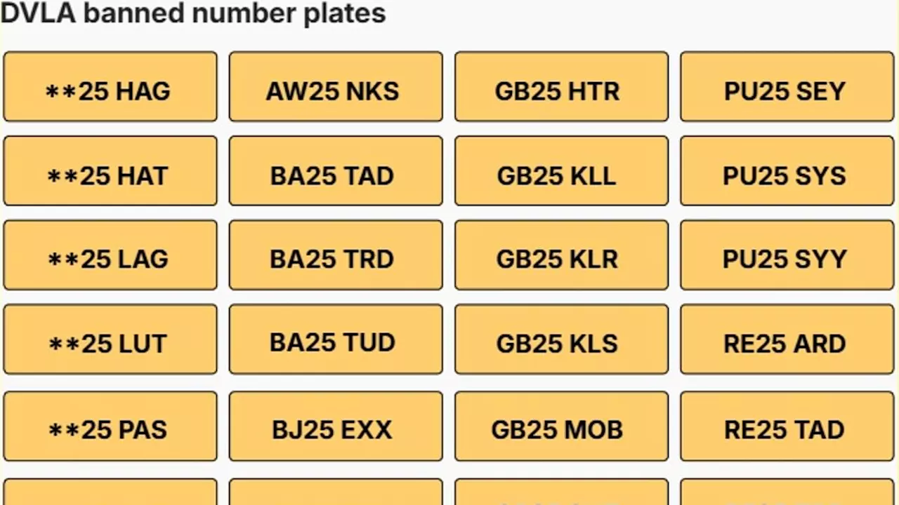 DVLA Bans 210 Offensive Number Plates For New '25' Registration