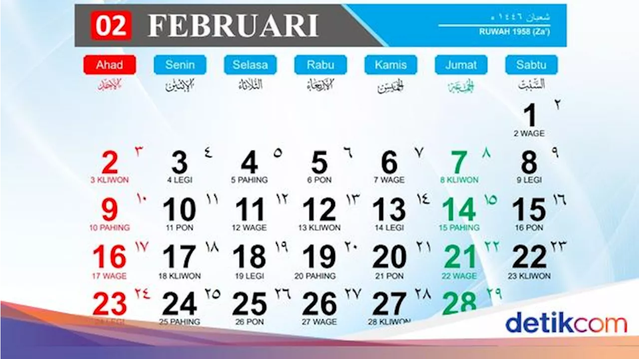 Jadwal Libur dan Tanggal Merah Februari 2025