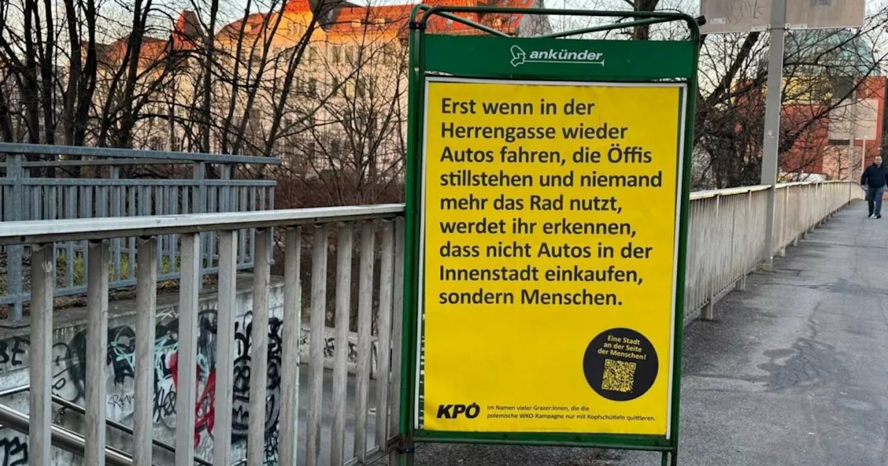 Skurriles Graz: KPÖ und Wirtschaftskammer liefern sich Plakat-Duell