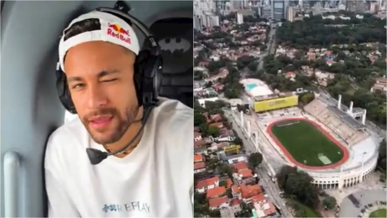 Neymar se emociona ao ver Pacaembu em vídeo antes de apresentação no Santos