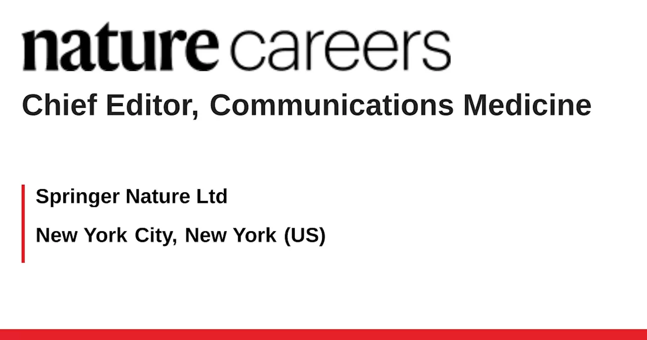 Editor-in-Chief Position at Nature Medicine