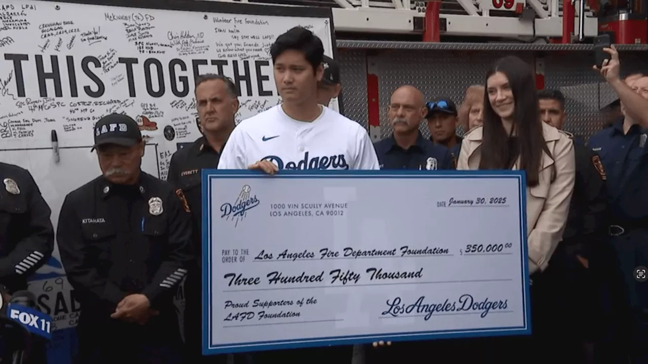 Dodgers, Shohei Ohtani pay thanks to firefighters who battled the Palisades Fire