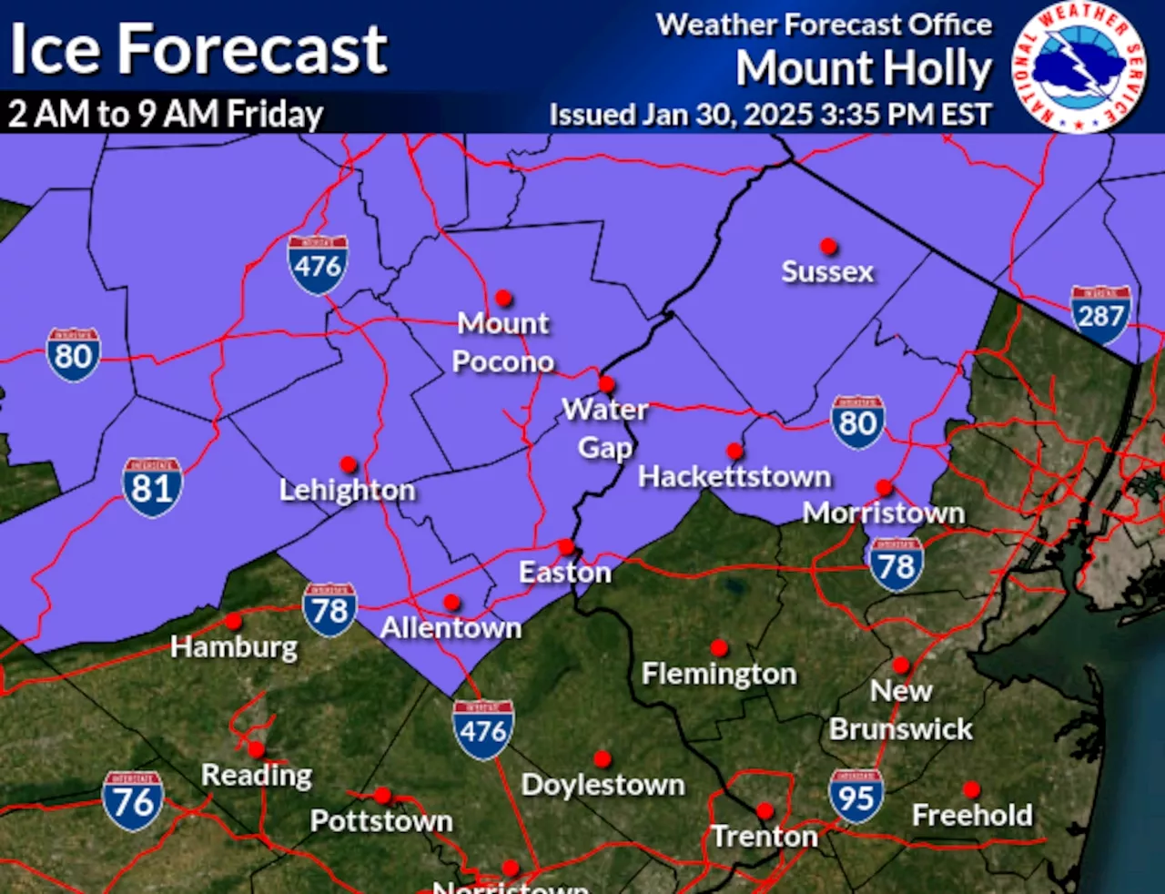 Freezing Rain Threatens Dangerous Driving Conditions in Parts of New Jersey