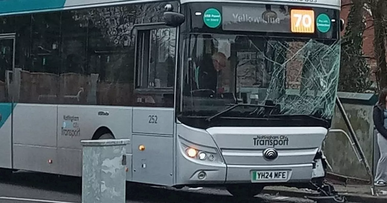 Window smashed as brand new NCT bus badly damaged in crash