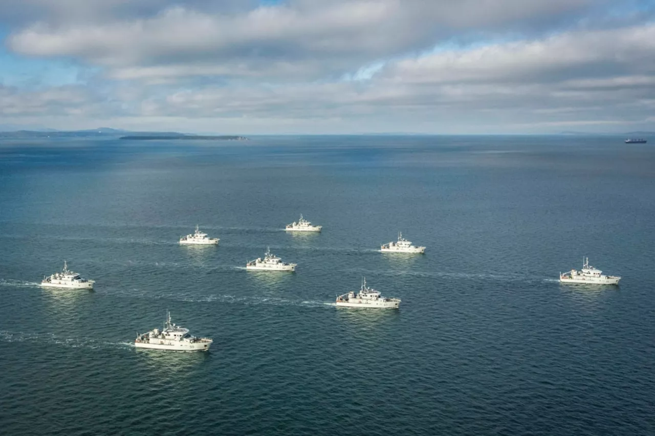 'Ballet with ships': CFB Esquimalt sails all Orca-class vessels for first time