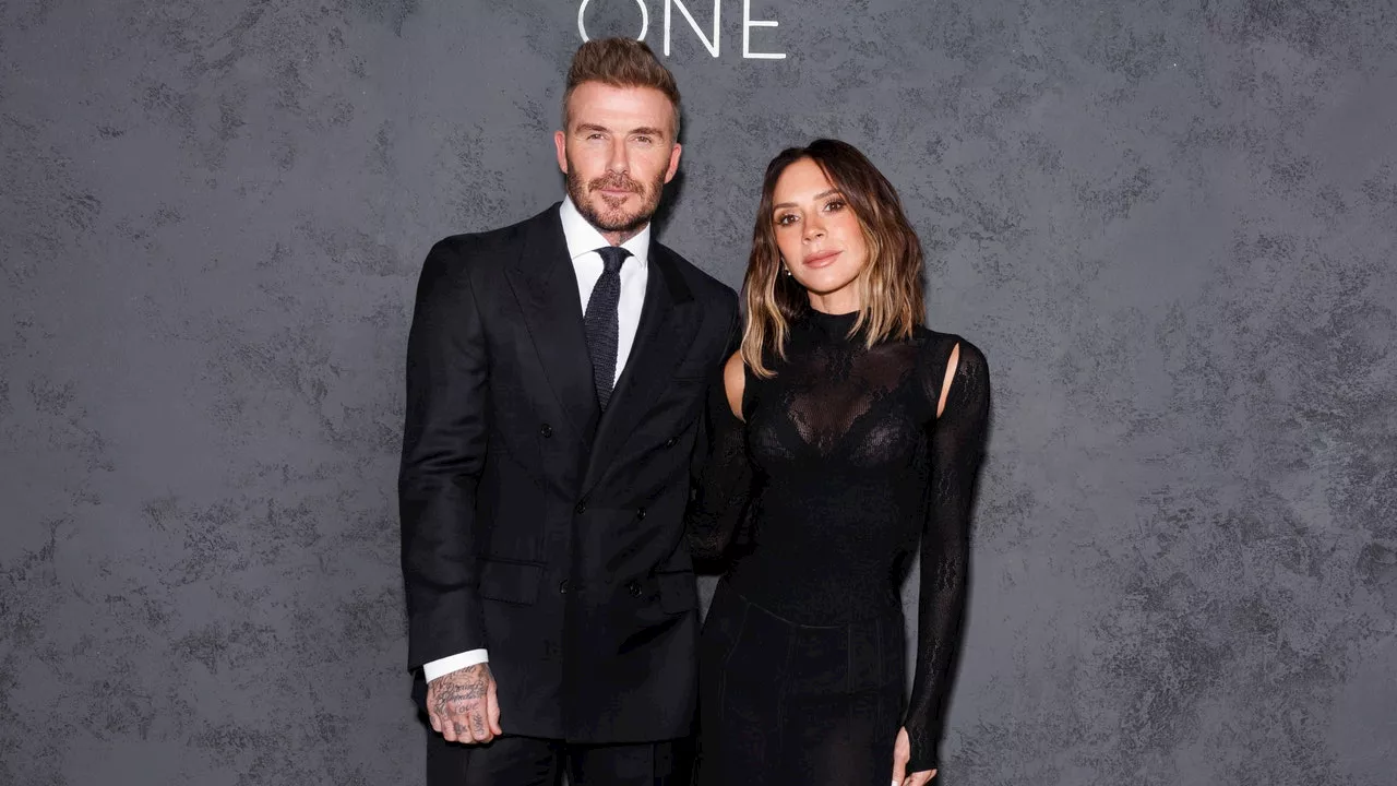 Victoria Beckham Wears See-Through Heels to David Beckham's Boss Campaign Launch