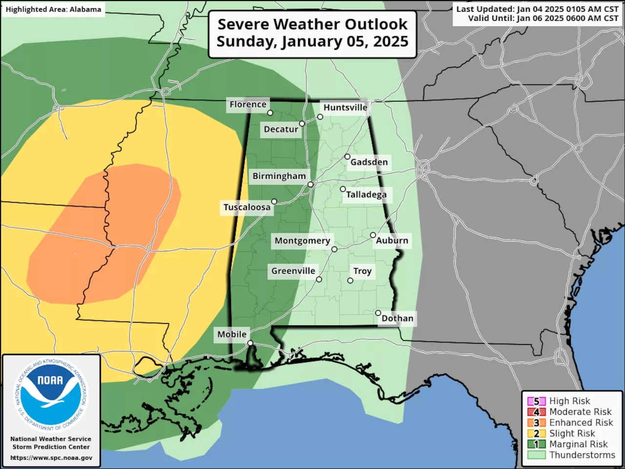 Strong Cold Front to Bring Rain, Storms and Cold Temperatures to Alabama Sunday