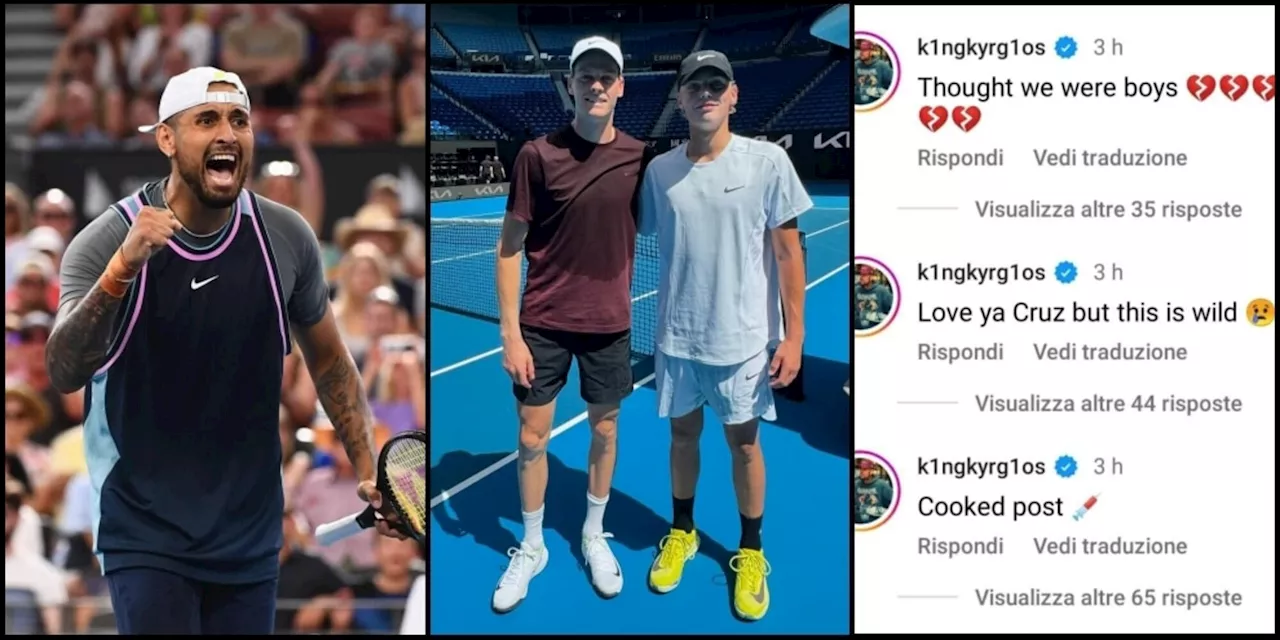 Kyrgios attacca ancora Sinner con un commento fuori luogo su Instagram