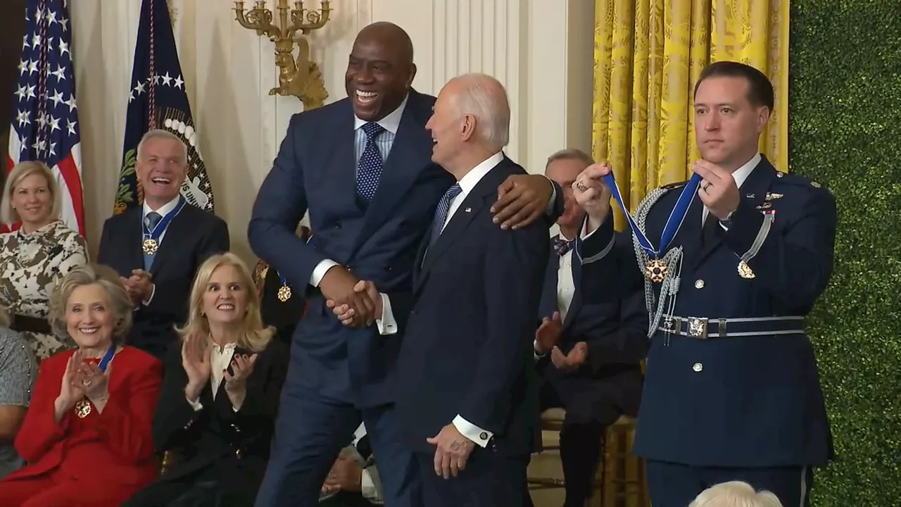 Magic Johnson, Denzel Washington, Michael J. Fox, and George Stevens Jr. Receive Presidential Medal of Freedom