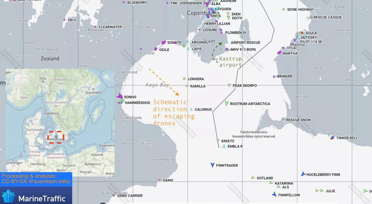 Droni sul porto di Køge: mistero sul volo illegale