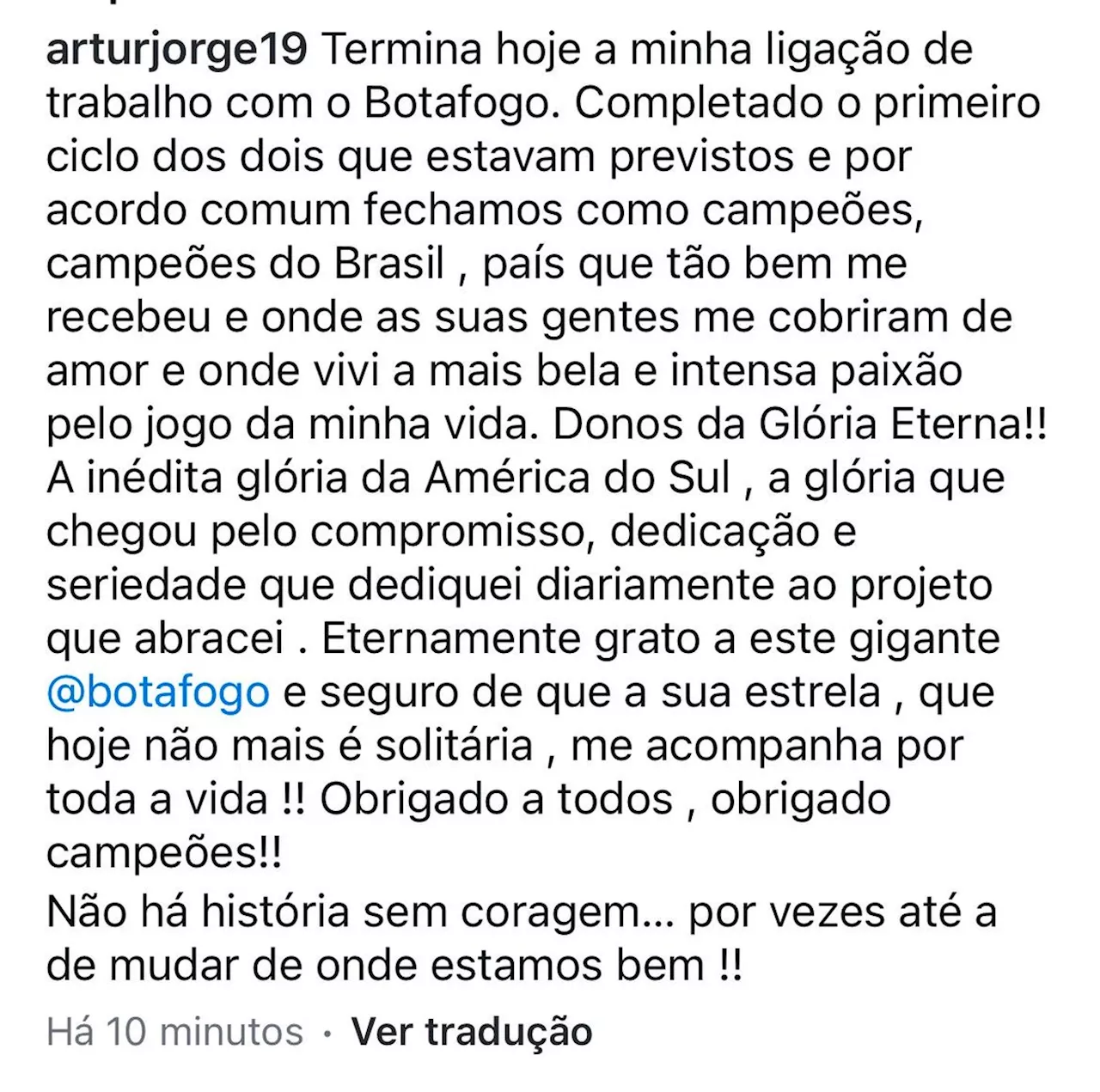 Artur Jorge Se Despede do Botafogo Após Conquistas Históricas