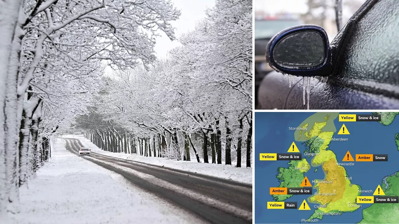 Britain braces for freezing rain, 'treacherous conditions' and 'disruptive' snow as Met Office issues warnings