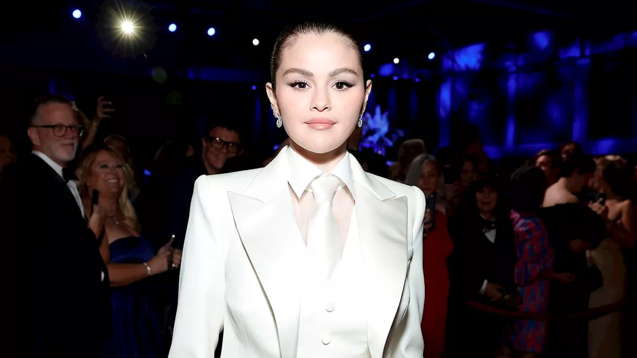 Selena Gomez Wears a White Tuxedo at the Palm Springs Film Festival