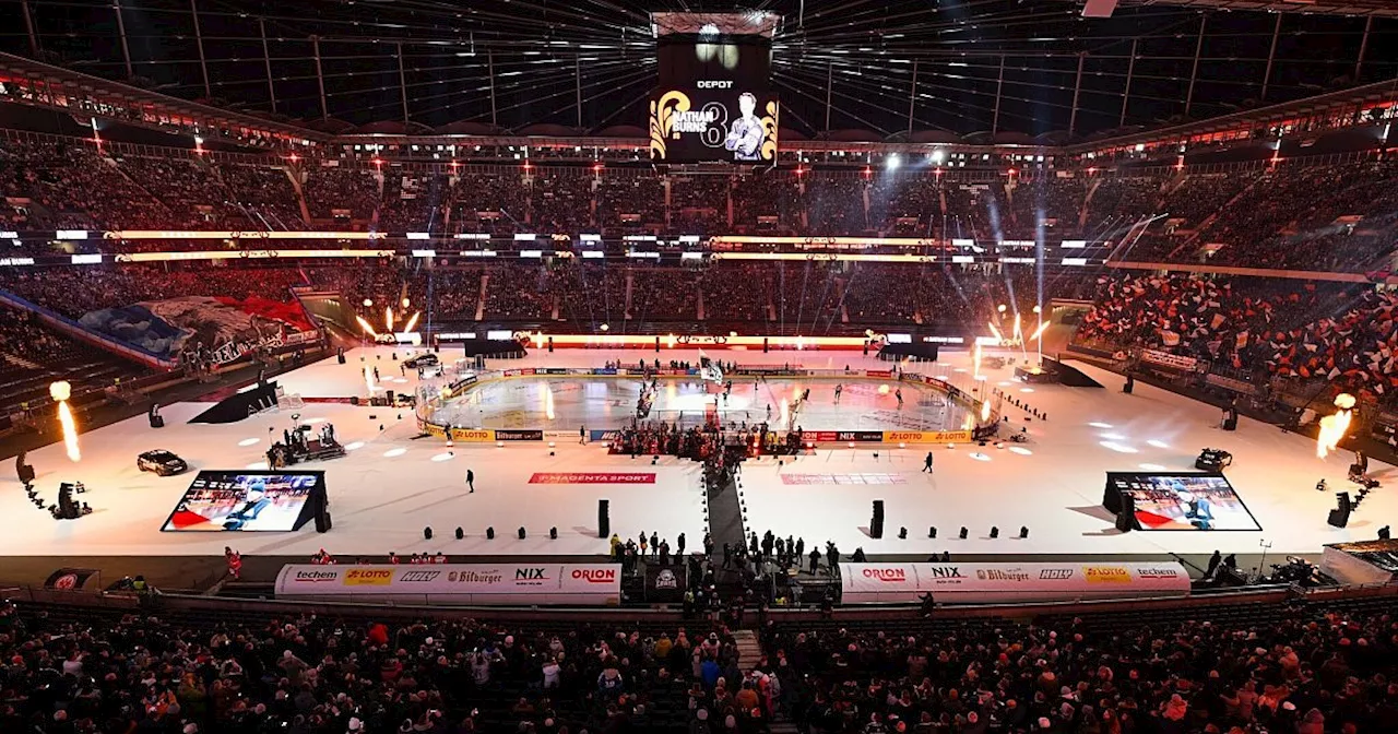 Löwen Frankfurt siegen im DEL Freiluftspiel gegen Adler Mannheim