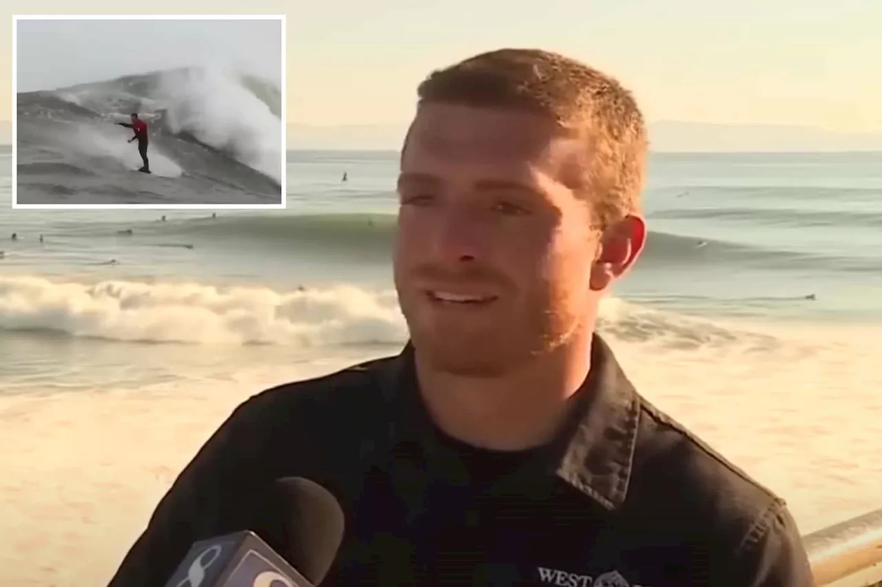 Surfer Rides Massive Wave at Mavericks