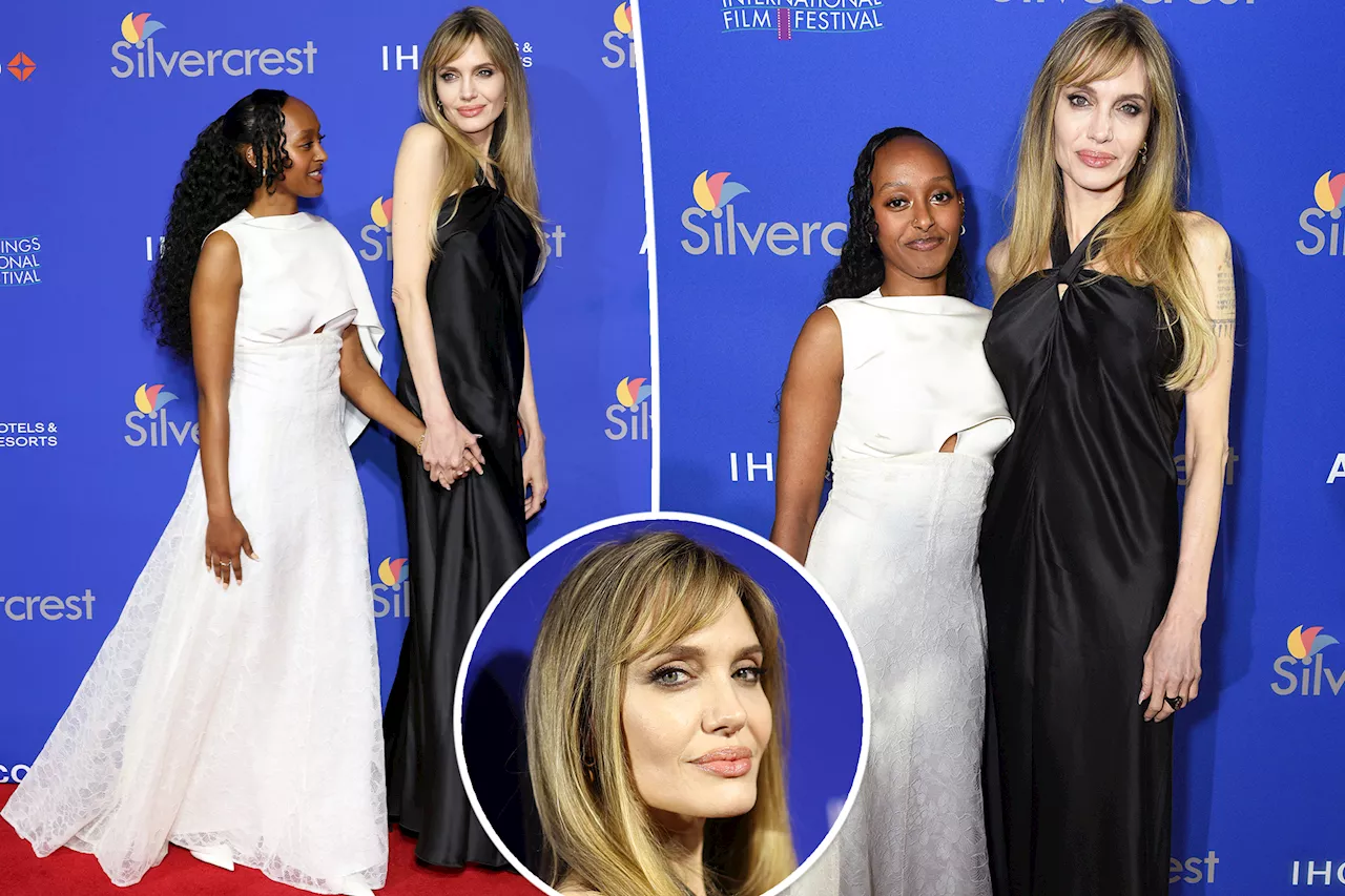 Angelina Jolie Debuts New Bangs at Palm Springs Film Festival with Daughter Zahara