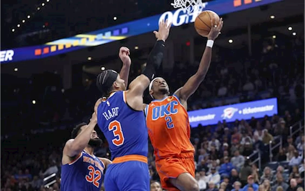 NBA, risultati della notte: Knicks battuti, 14° in fila per i Thunder, ma i Cavs sono a 9