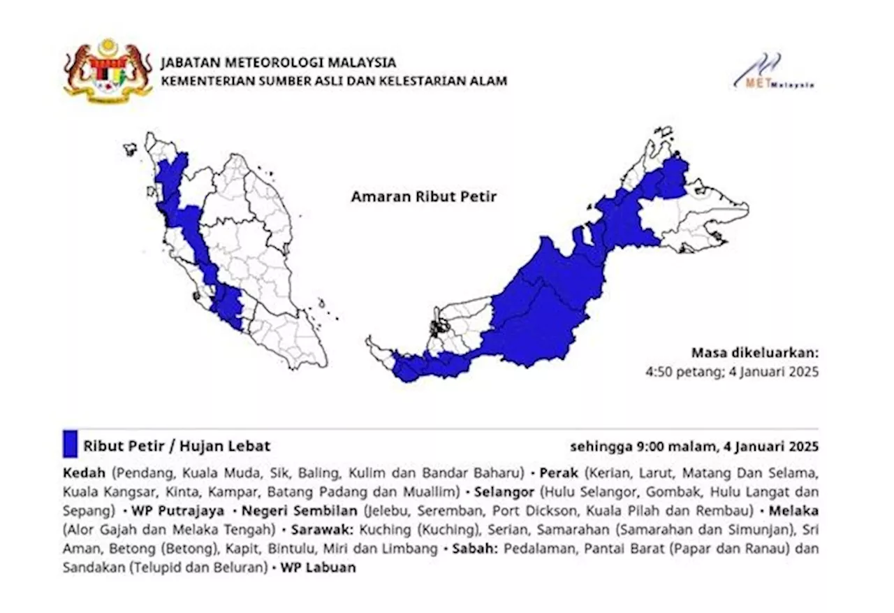 Heavy Rain and Thunderstorms Expected in Several Malaysian States