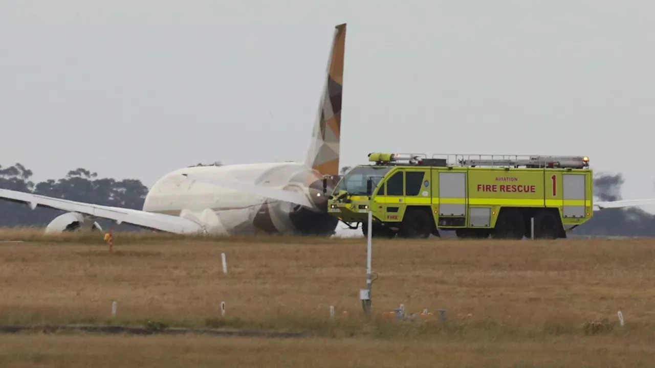 Etihad Airways flight forced to abort take-off at Melbourne Airport after two tyres burst