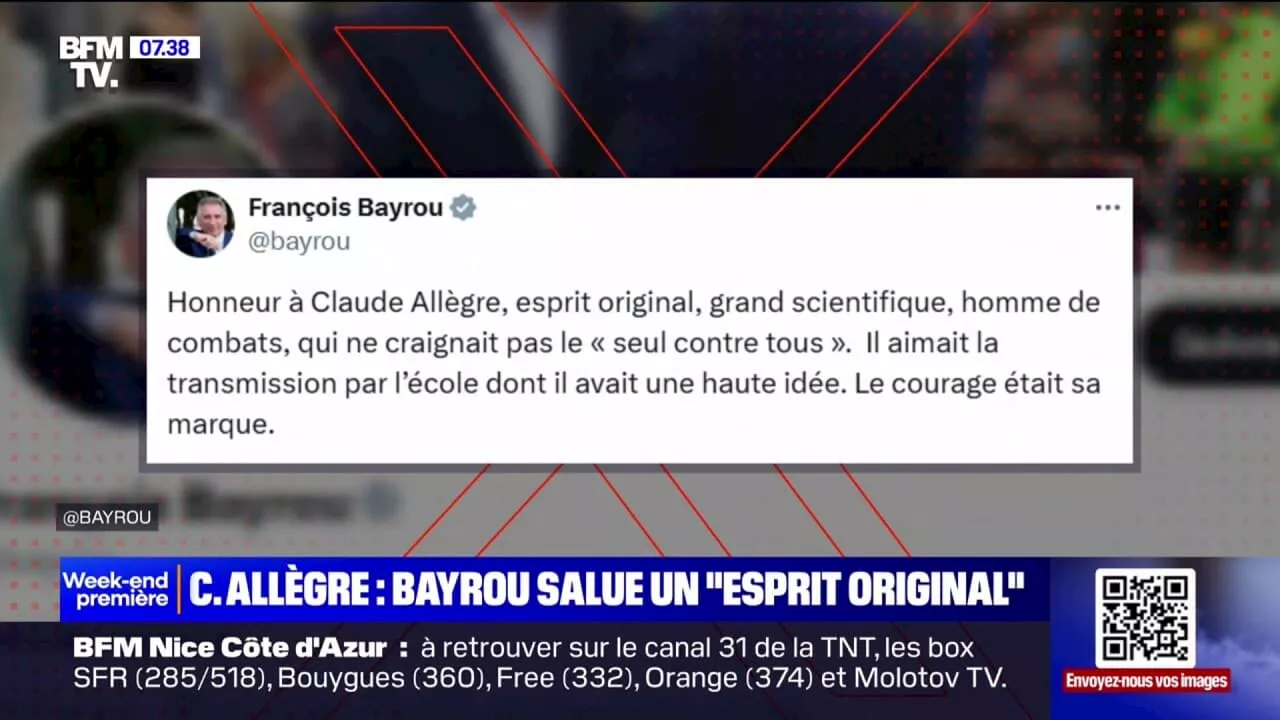 Mort de Claude Allègre: François Bayrou salue sur X son 'esprit original'