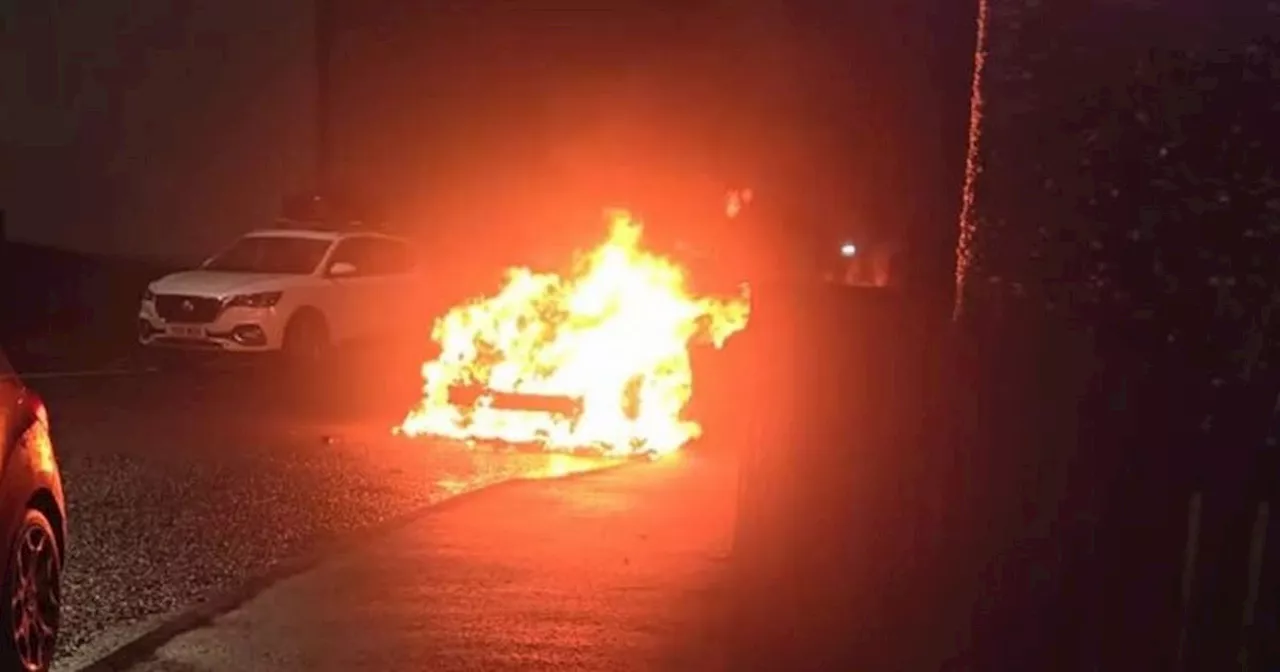 Tesla Car Engulfed in Flames in Ayrshire Town