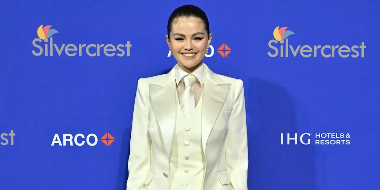 Selena Gomez Stuns in a White Tuxedo at the Palm Springs International Film Awards