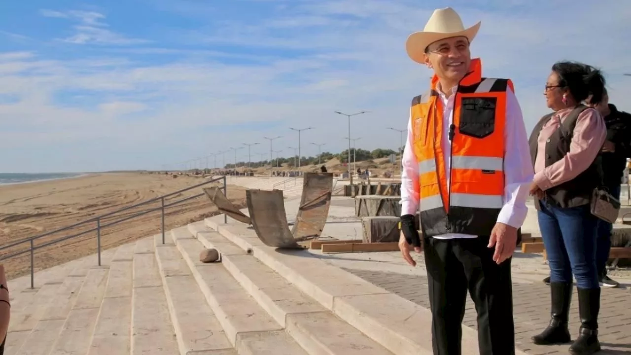 Alfonso Durazo avanza construcción de malecón de Huatabampito con 75% de la obra concluida