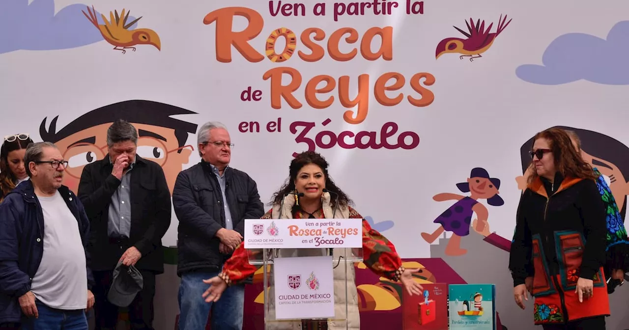 Clara Brugada parte Rosca de Reyes de 400 metros en el Zócalo