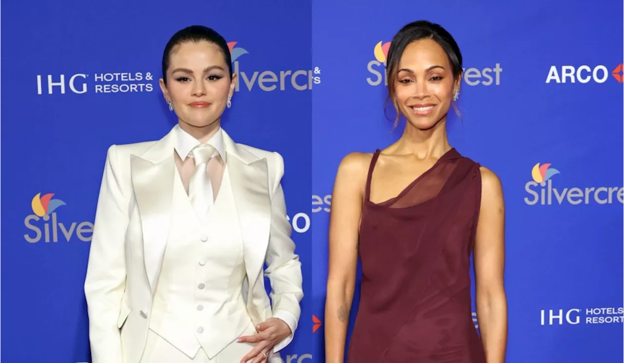 Selena Gomez and Zoe Saldana Shine in Sheer Styles at Palm Springs Film Awards