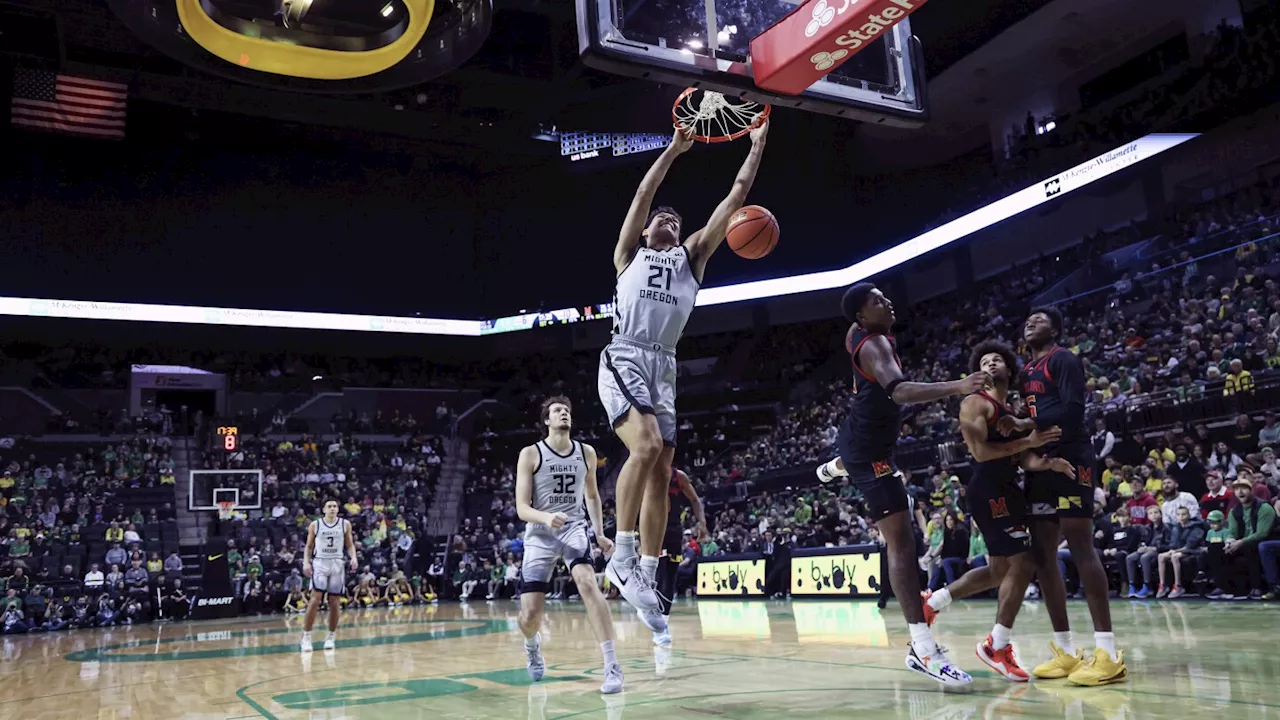 Jackson Shelstad leads No. 9 Oregon over Maryland 83-79