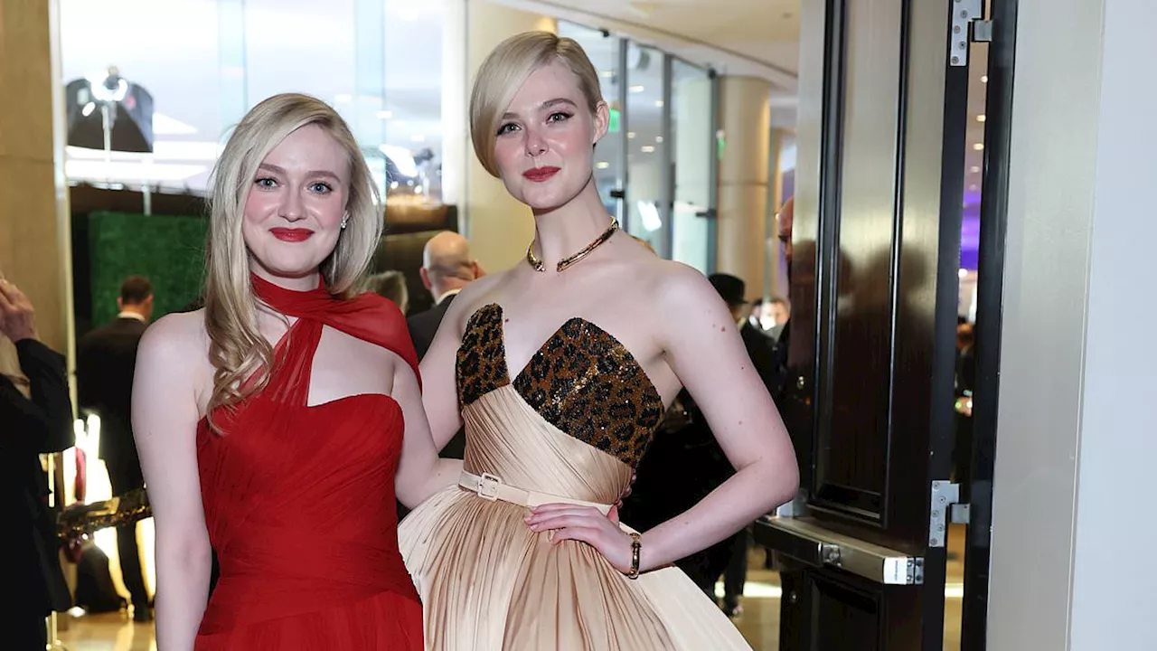 Dakota Fanning Reunites with Elle Fanning at the 82nd Golden Globe Awards