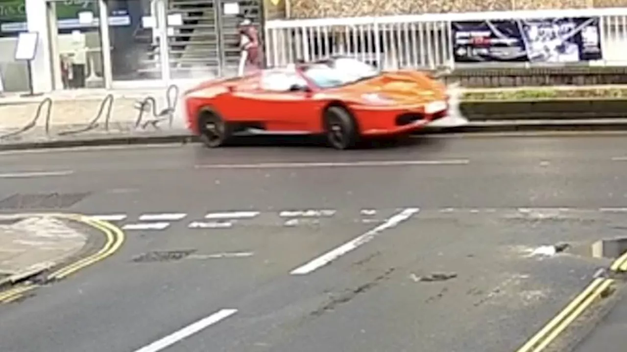 Driver Shows Off in £100,000 Ferrari, Crashes into Cycle Rack